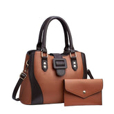 Two-Tone Convertible Handbag with Bonus Pouch