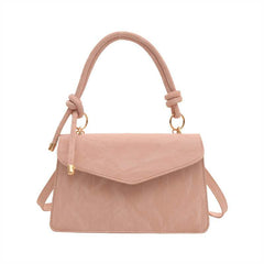 Minimalist Knot-Handle Faux Leather Shoulder Bag