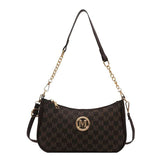 Elegant Monogram Shoulder Bag with Gold Chain Accent