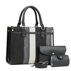 Vintage-Inspired Multi-Tone Structured Tote Set