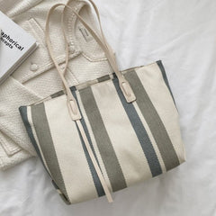 Stylish Vintage Striped Soft Canvas Tote Bag – A Durable, Lightweight, and Fashionable Tote for All Occasions