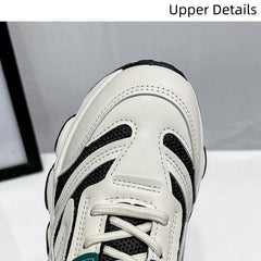 Chunky Sole Colorblock Lace-Up Sneakers - Retro Athletic Style