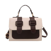 Chic Dual Buckle Medium Satchel Bag with Adjustable Strap and Top Handle- A Contemporary Everyday Essential