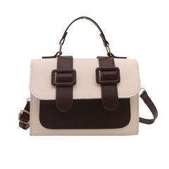 Chic Dual Buckle Medium Satchel Bag with Adjustable Strap and Top Handle- A Contemporary Everyday Essential