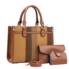 Vintage-Inspired Multi-Tone Structured Tote Set