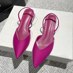 Chic Fuchsia Pointed-Toe Slingback Kitten Heel