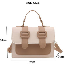 Chic Dual Buckle Medium Satchel Bag with Adjustable Strap and Top Handle- A Contemporary Everyday Essential