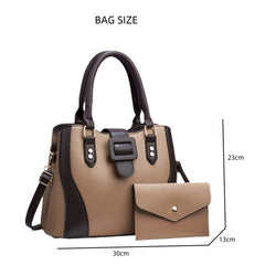 Two-Tone Convertible Handbag with Bonus Pouch