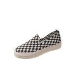 Casual Black and White Checkered Slip-On Sneaker with Rubber Sole
