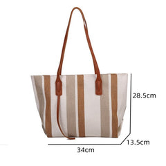 Stylish Vintage Striped Soft Canvas Tote Bag – A Durable, Lightweight, and Fashionable Tote for All Occasions