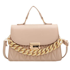 Chic Metallic Buckle Sling Bag with Elegant Chain Accent