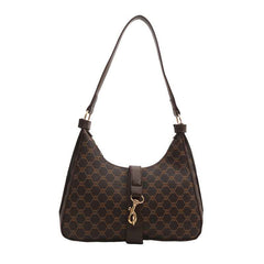 Vintage-Inspired Monogram Hobo Bag with Statement Buckle Strap and Timeless Appeal