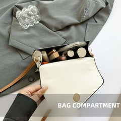 Elegant Two-Tone Structured Handbag with Buckle Detail