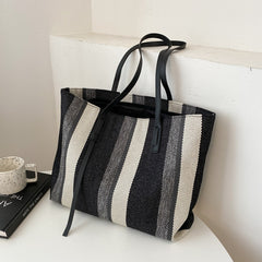 Stylish Vintage Striped Soft Canvas Tote Bag – A Durable, Lightweight, and Fashionable Tote for All Occasions
