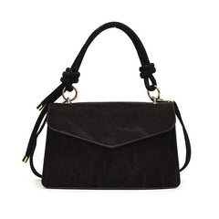 Minimalist Knot-Handle Faux Leather Shoulder Bag