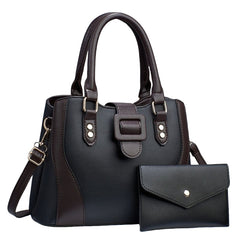 Two-Tone Convertible Handbag with Bonus Pouch
