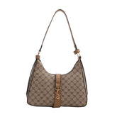 Vintage-Inspired Monogram Hobo Bag with Statement Buckle Strap and Timeless Appeal