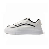 Versatile Street Sneakers in Black and White Faux Leather