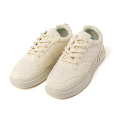 Mono Bloom – Embossed Cream Street Sneaker with Elevated Sole