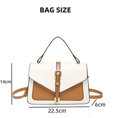 Elegant Two-Tone Structured Handbag with Buckle Detail
