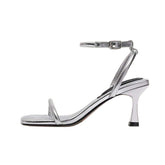 Metallic Silver Strappy Heeled Sandals – Radiating Modern Glamour