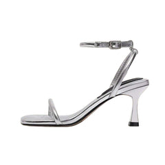 Metallic Silver Strappy Heeled Sandals – Radiating Modern Glamour
