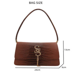 Sophisticated Croc-Embossed Shoulder Bag with Contemporary Edge and Vintage Charm