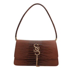 Sophisticated Croc-Embossed Shoulder Bag with Contemporary Edge and Vintage Charm