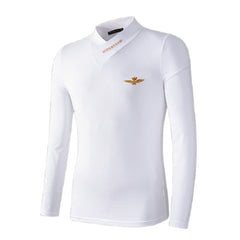 Men’s Warm Long Sleeve V-Neck Turtleneck Sweatshirt – White