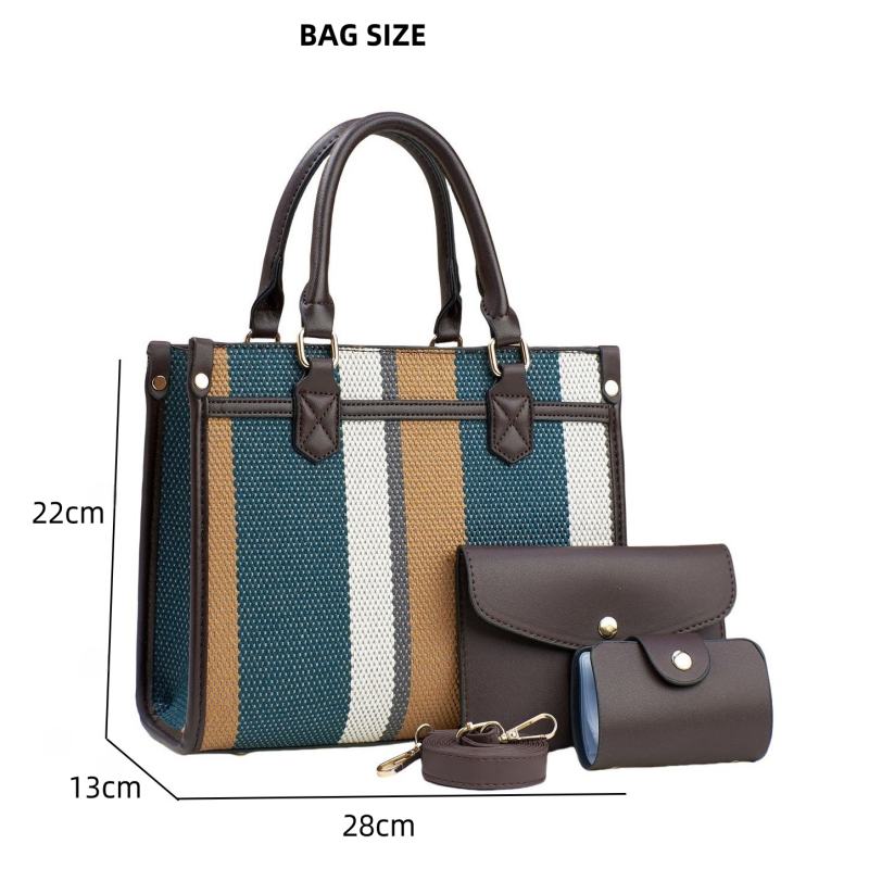 Vintage-Inspired Multi-Tone Structured Tote Set