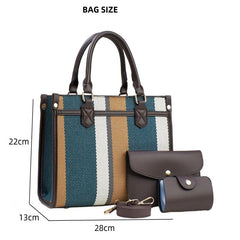 Vintage-Inspired Multi-Tone Structured Tote Set