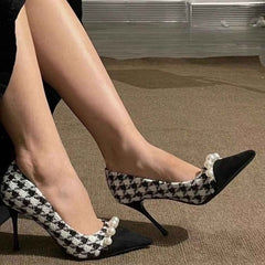 Glamorous Fabric Heel with Crystal Accents