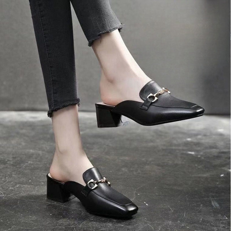Minimalist Metal Detail Mules – Understated yet striking