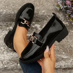Glossy Chain-Link Loafers – Elevate your footwear collection with these sleek, high-shine loafers