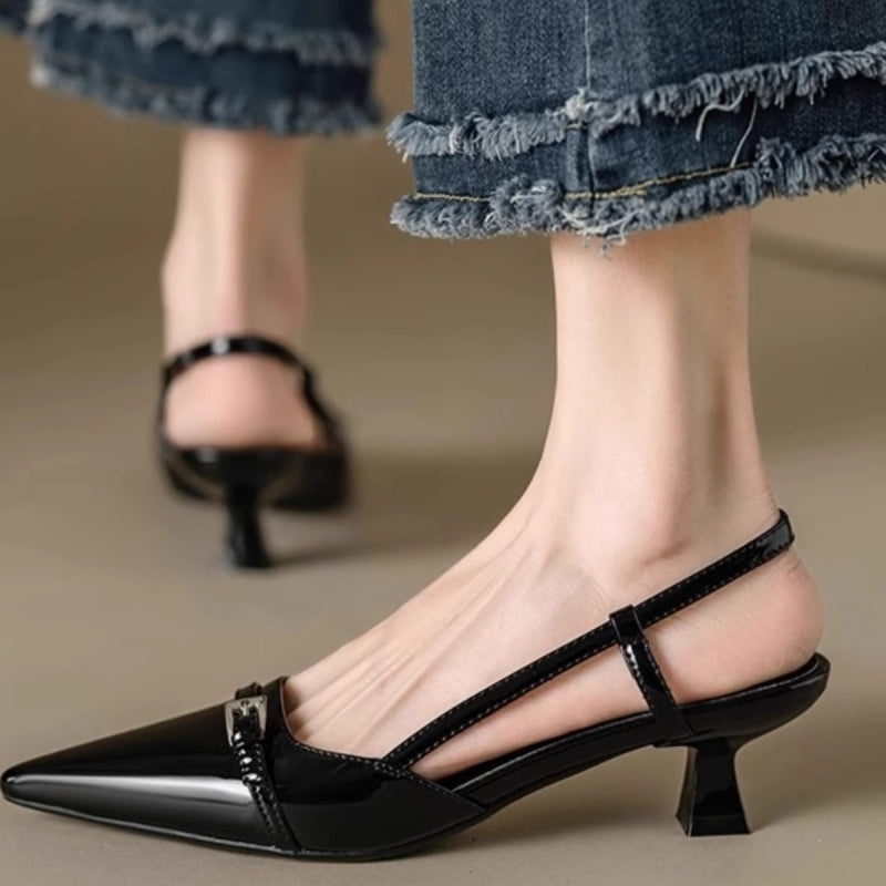Sleek Pointed-Toe Kitten Heel Mules – A perfect fusion of elegance and comfort