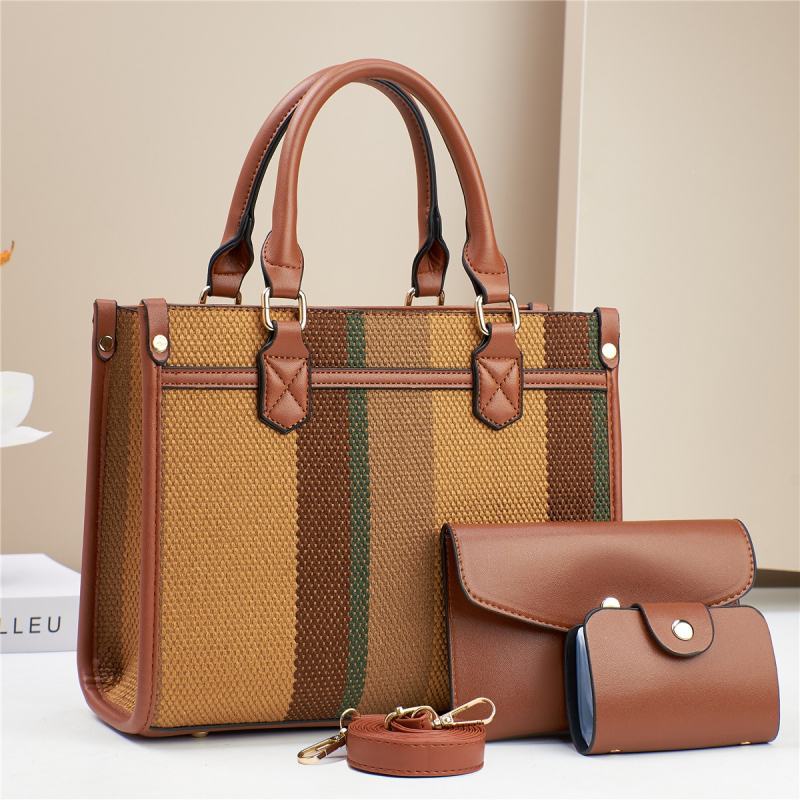 Vintage-Inspired Multi-Tone Structured Tote Set