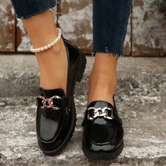 Glossy Chain-Link Loafers – Elevate your footwear collection with these sleek, high-shine loafers