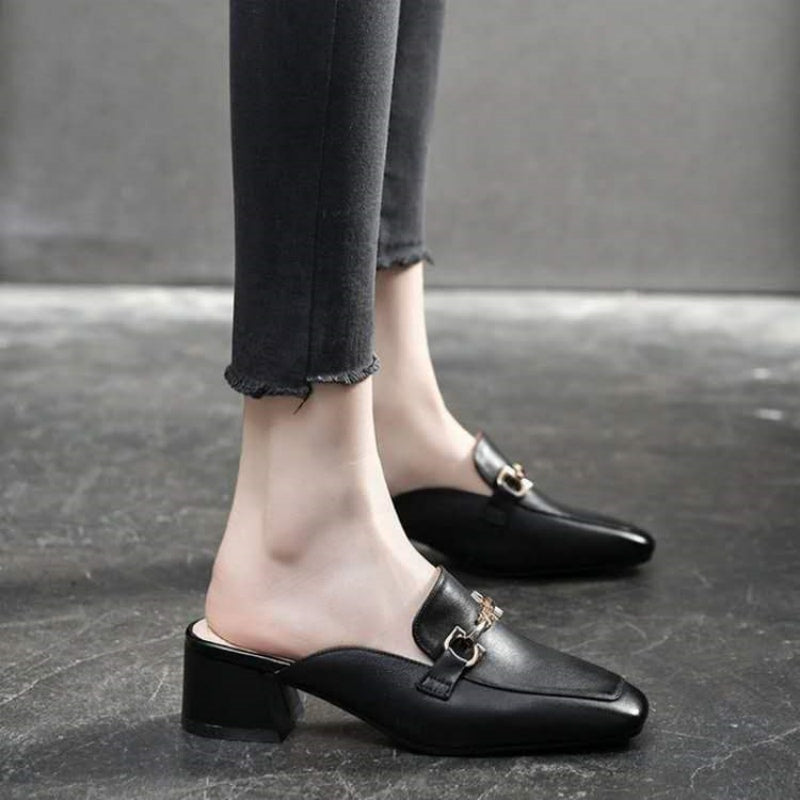 Minimalist Metal Detail Mules – Understated yet striking
